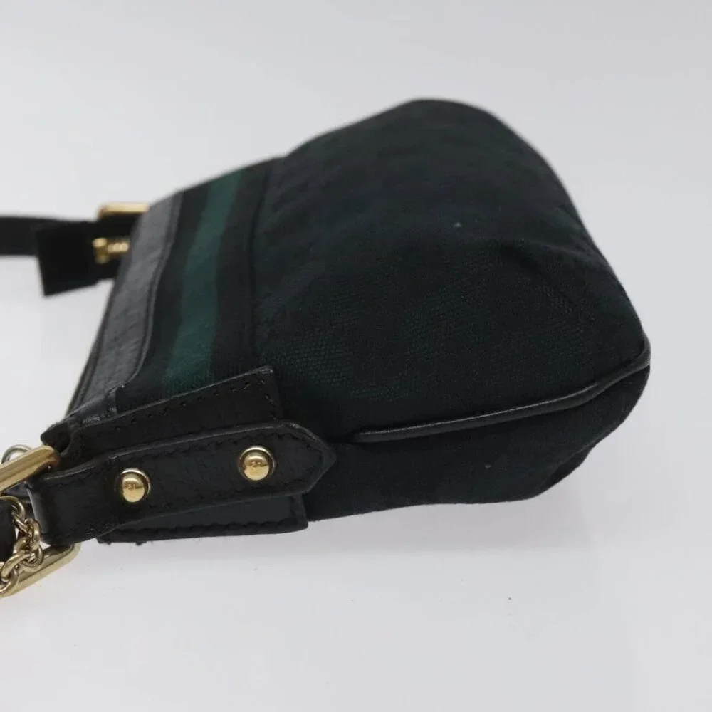 GUCCI GG Canvas Sherry Line Accessory Pouch Black Khaki 145970 Auth KD125V - Picture 5 of 14